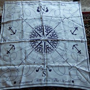 DSquared 100% Silk Scarf - Compass - Made in Italy